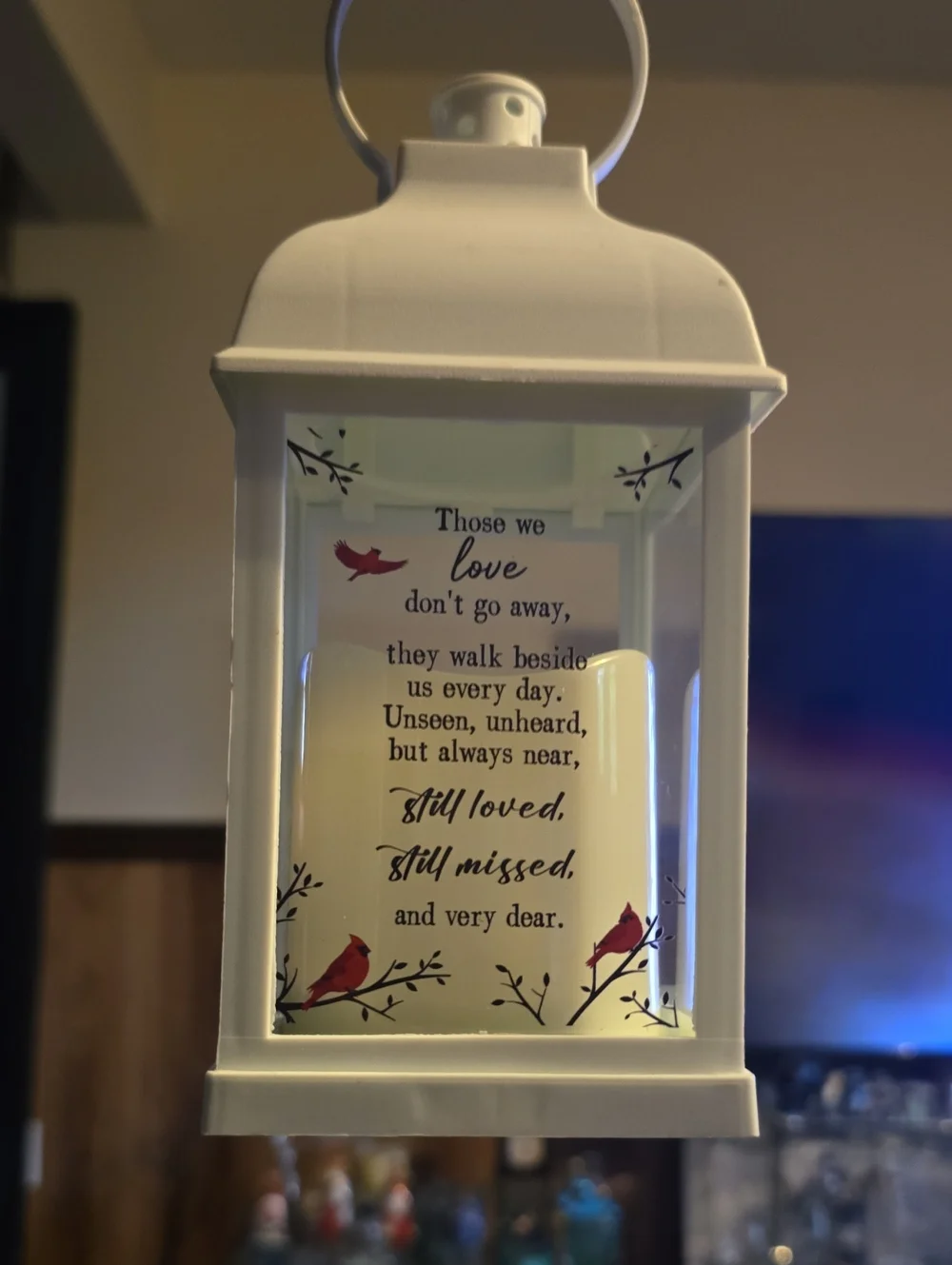Sentiment Lantern - White LED Memorial Accent Light ...Those We Love...